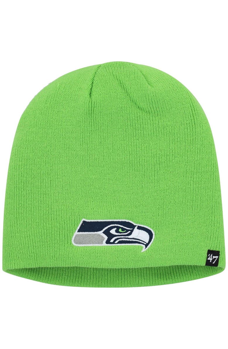 '47 Men's '47 Neon Green Seattle Seahawks Secondary Logo Knit Beanie, Main, color, 