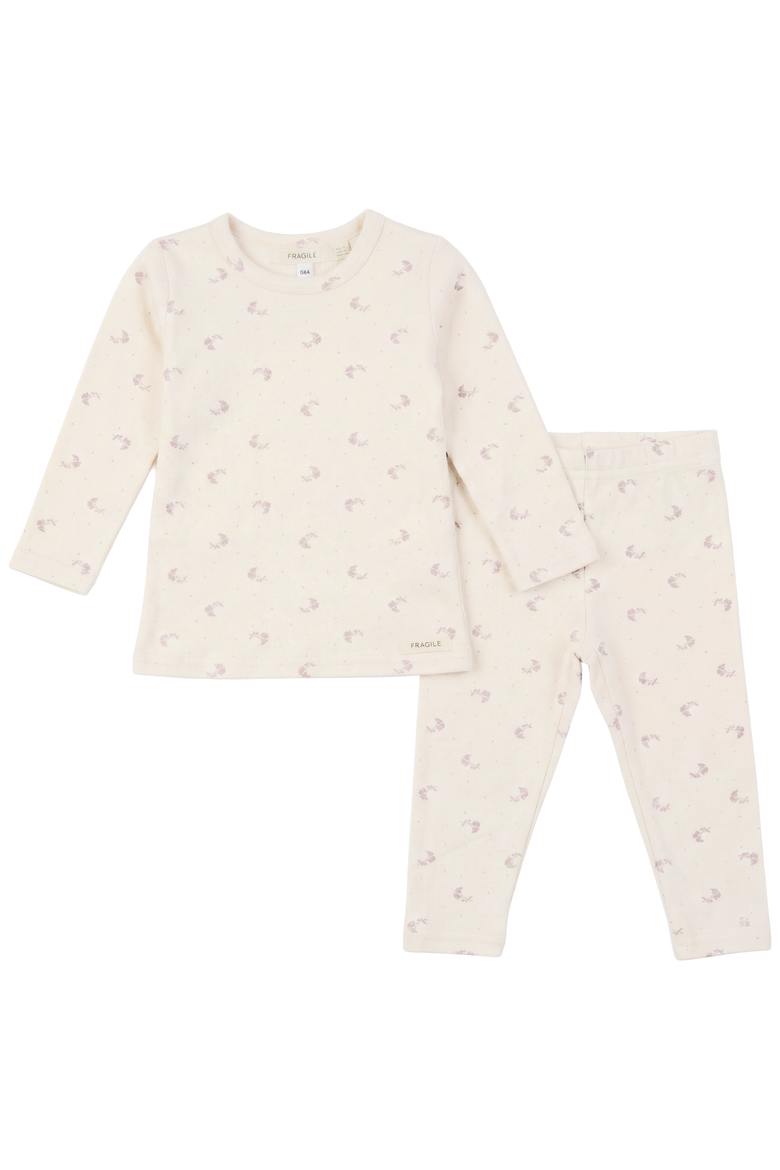 Girl Organic Printed Two Piece Long Sleeve Top and Pants Set, Main, color, Mauve/Natural