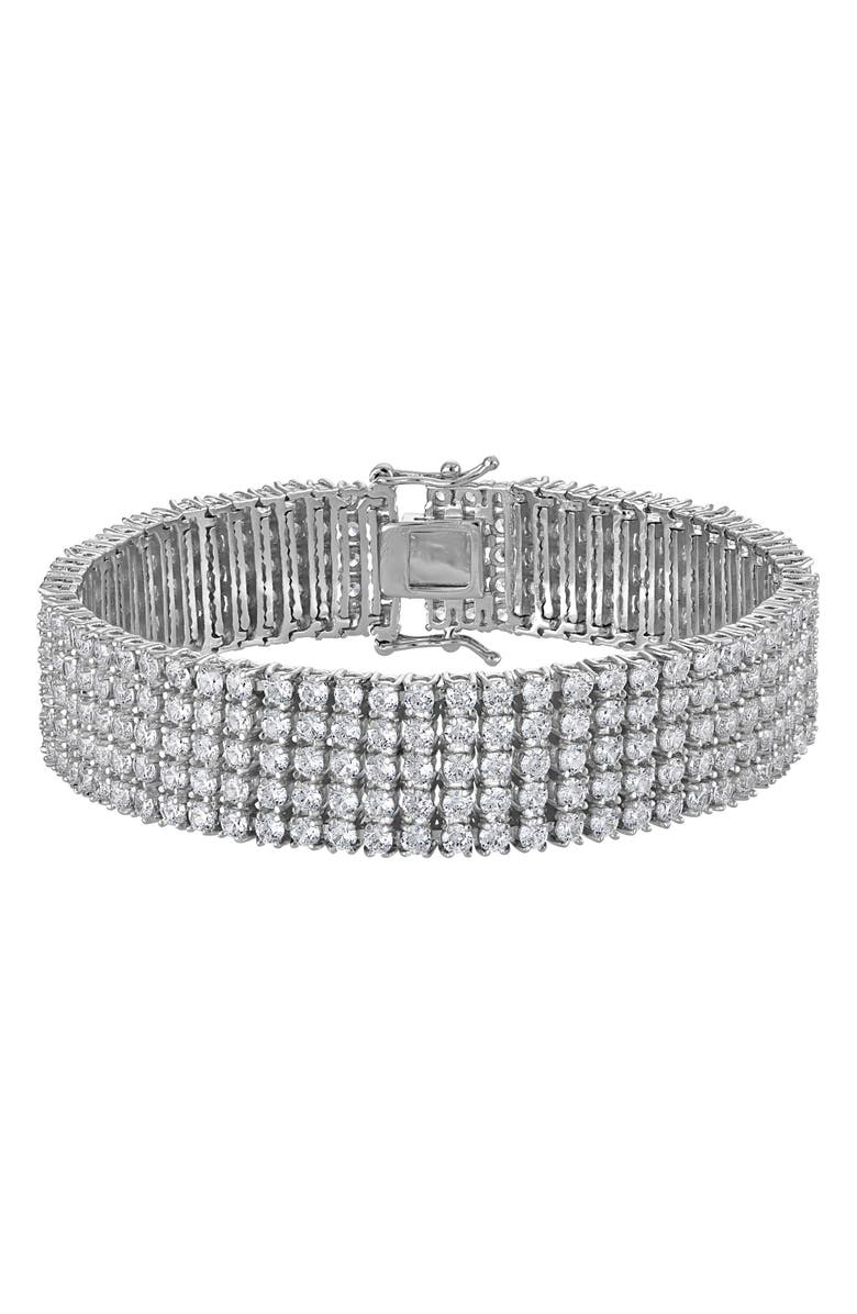 FZN Cubic Zirconia Stacked Tennis Bracelet, Main, color, Silver