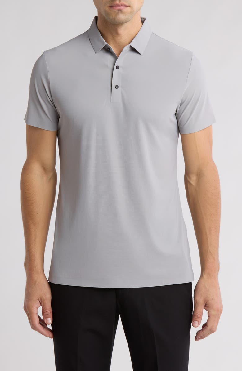 T.R. PREMIUM Slim Fit Stretch Cotton Knit Polo, Main, color, Grey