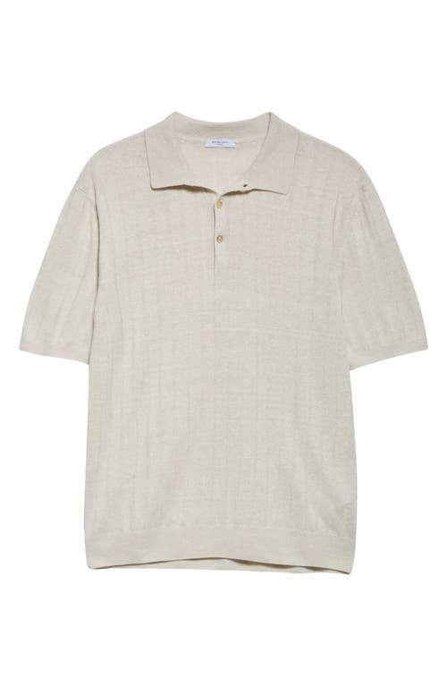 Boglioli Short Sleeve Linen & Cotton Polo Sweater In Light Beige
