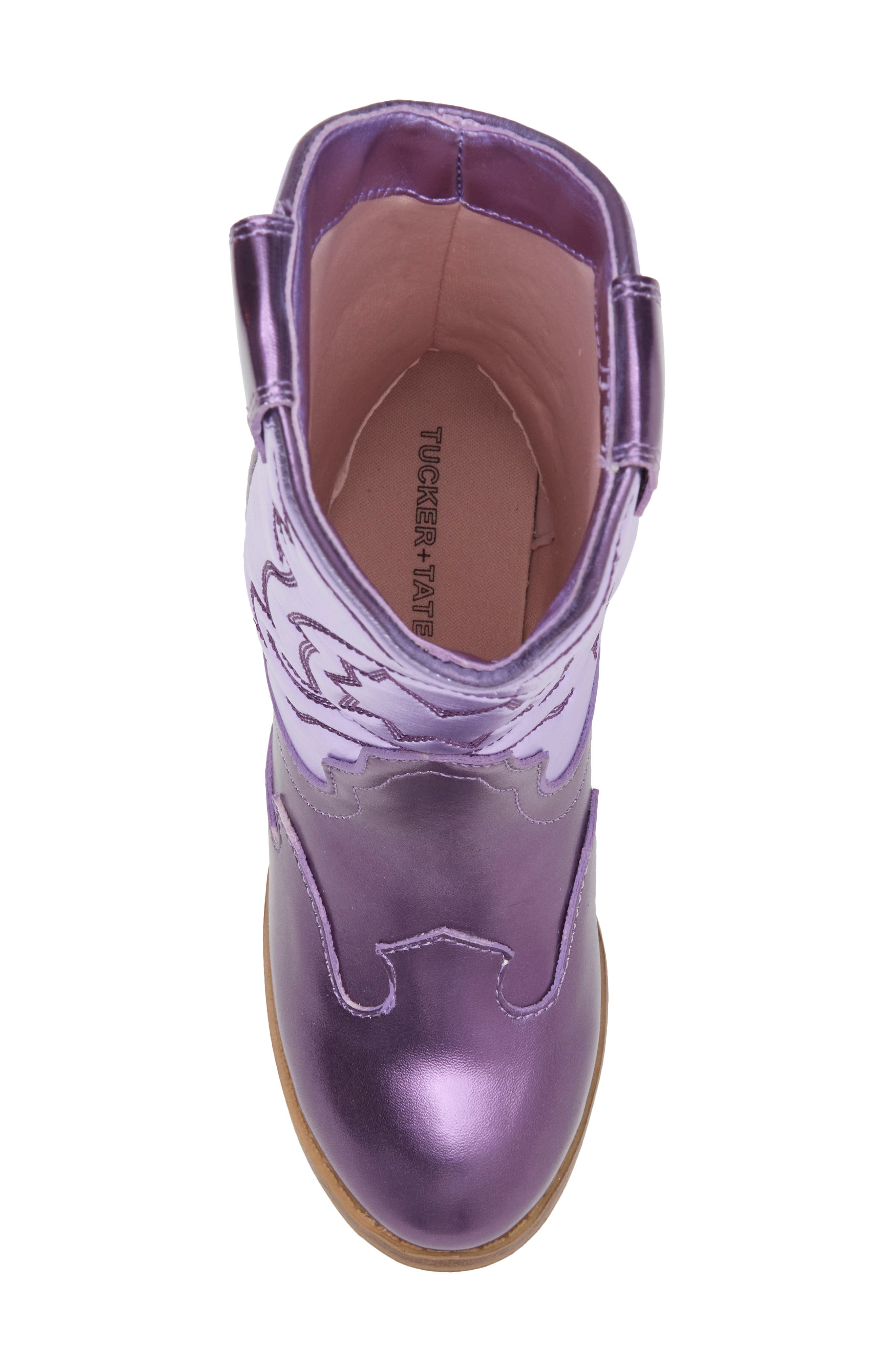 Kids' Carlee Western Faux Leather Boot, Alternate, color, PURPLE METALLIC