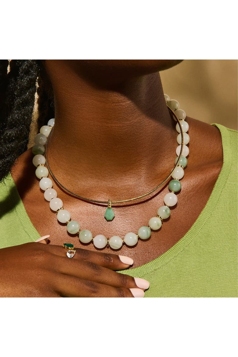 Camille Beaded Green Necklace, Alternate, color, White / Green