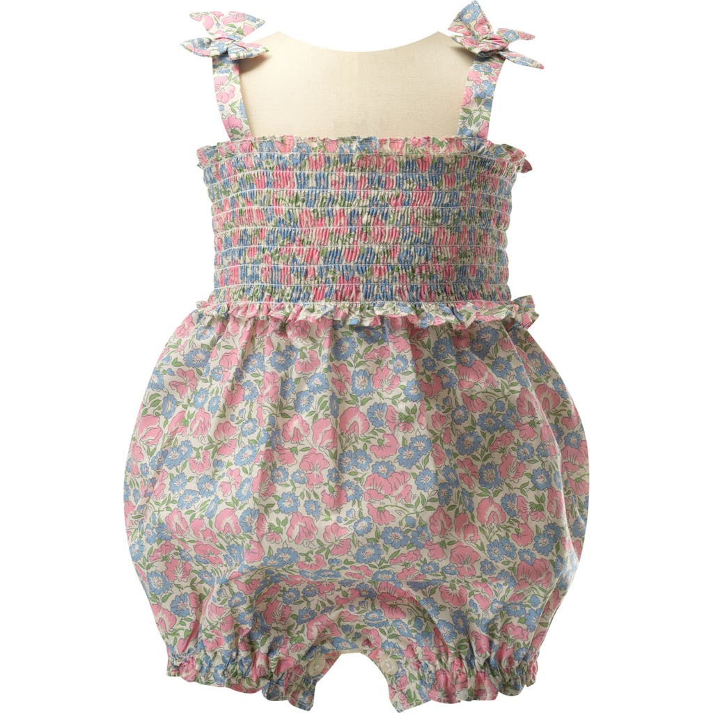 Rachel Riley Pastel Floral Smocked Bubble In Pink