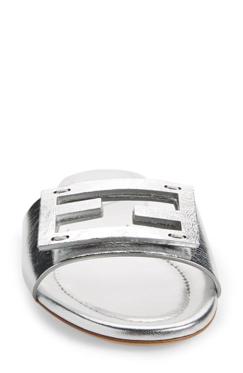 Fendi Baguette Metallic Slide Sandal