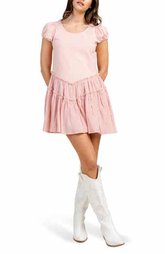 Mixed Media Drop Waist Minidress