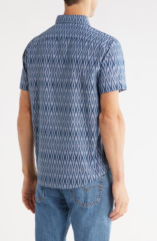 Original Penguin Geometric Print Stretch Cotton Button-up Shirt In Blue
