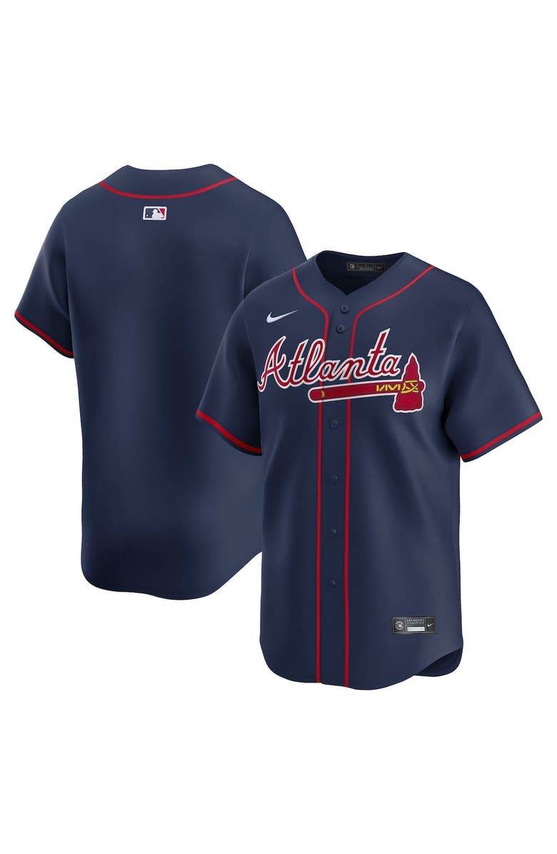 Nike Men's Nike Navy Atlanta Braves Alternate Limited Jersey, Main, color, 