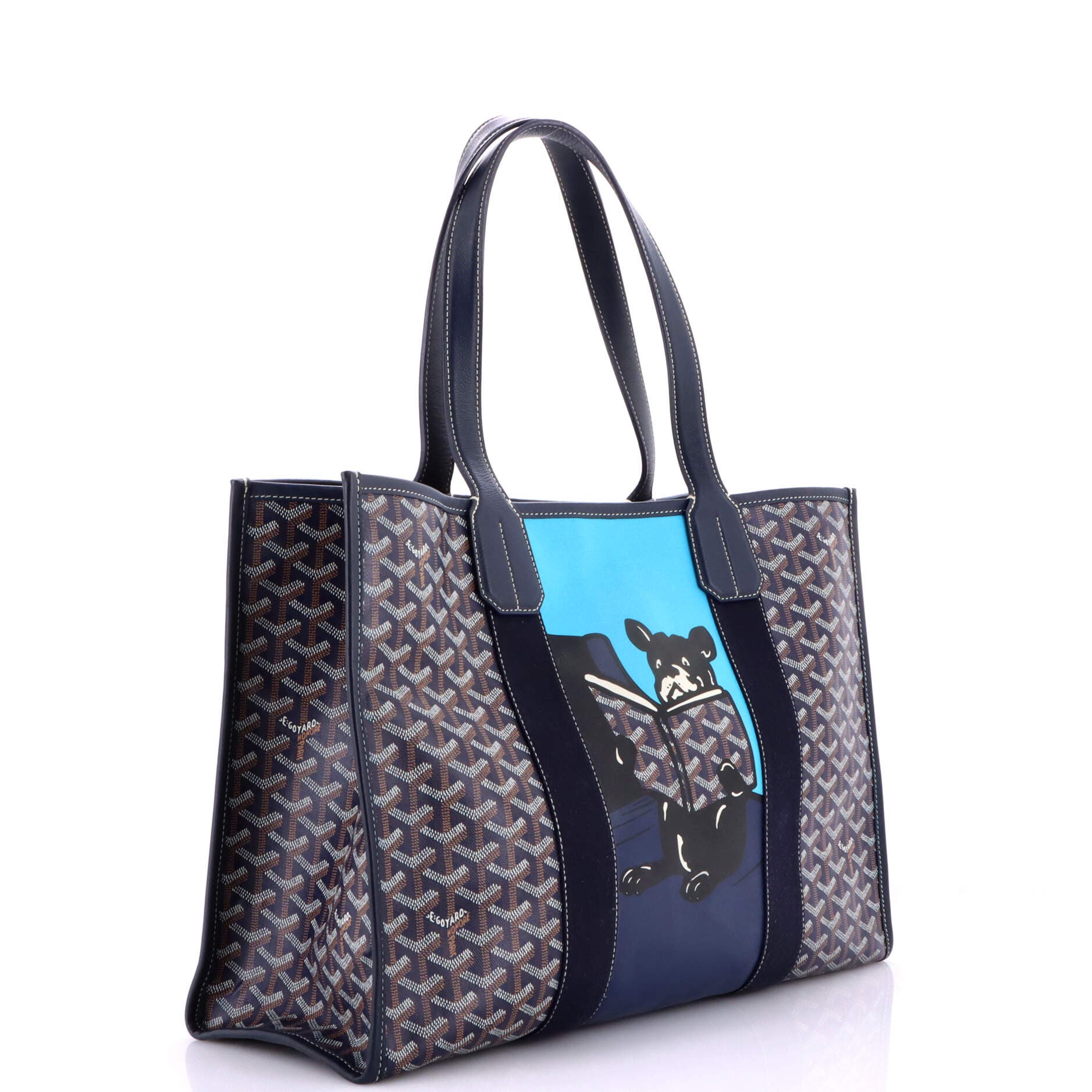 Pre-Owned Goyard Villette Tote Printed Coated Canvas MM, Alternate, color, Blue
