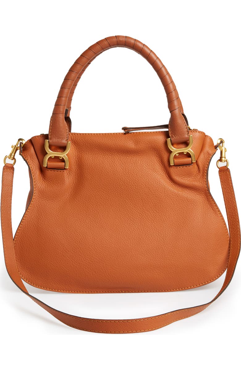 Chloé Medium Marcie Calfskin Leather Satchel, Alternate, color, Tan Gold Hrdwre