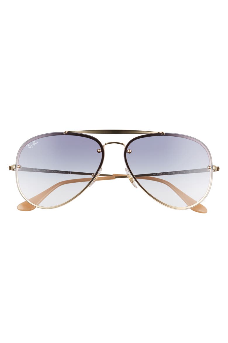 61mm Gradient Lens Aviator Sunglasses, Alternate, color, GOLD BLUE