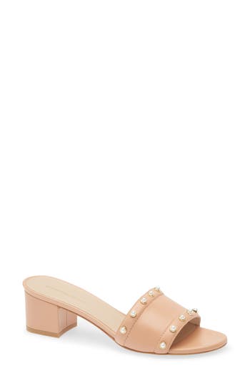 STUART WEITZMAN STUART WEITZMAN FAUX PEARL SLIDE SANDAL 