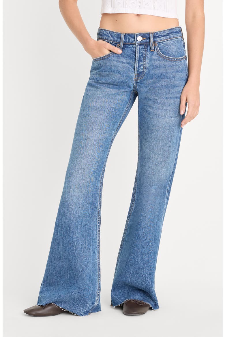 Raw Hem Low Rise Relaxed Flare Jeans, Main, color, INDIGO1287