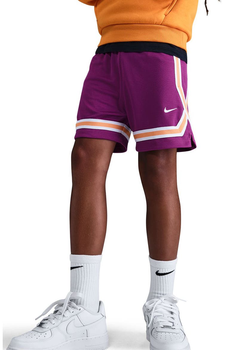 Kids' Dri-Fit Crossover Mesh Shorts, Alternate, color, BOLD BERRY/ WHITE