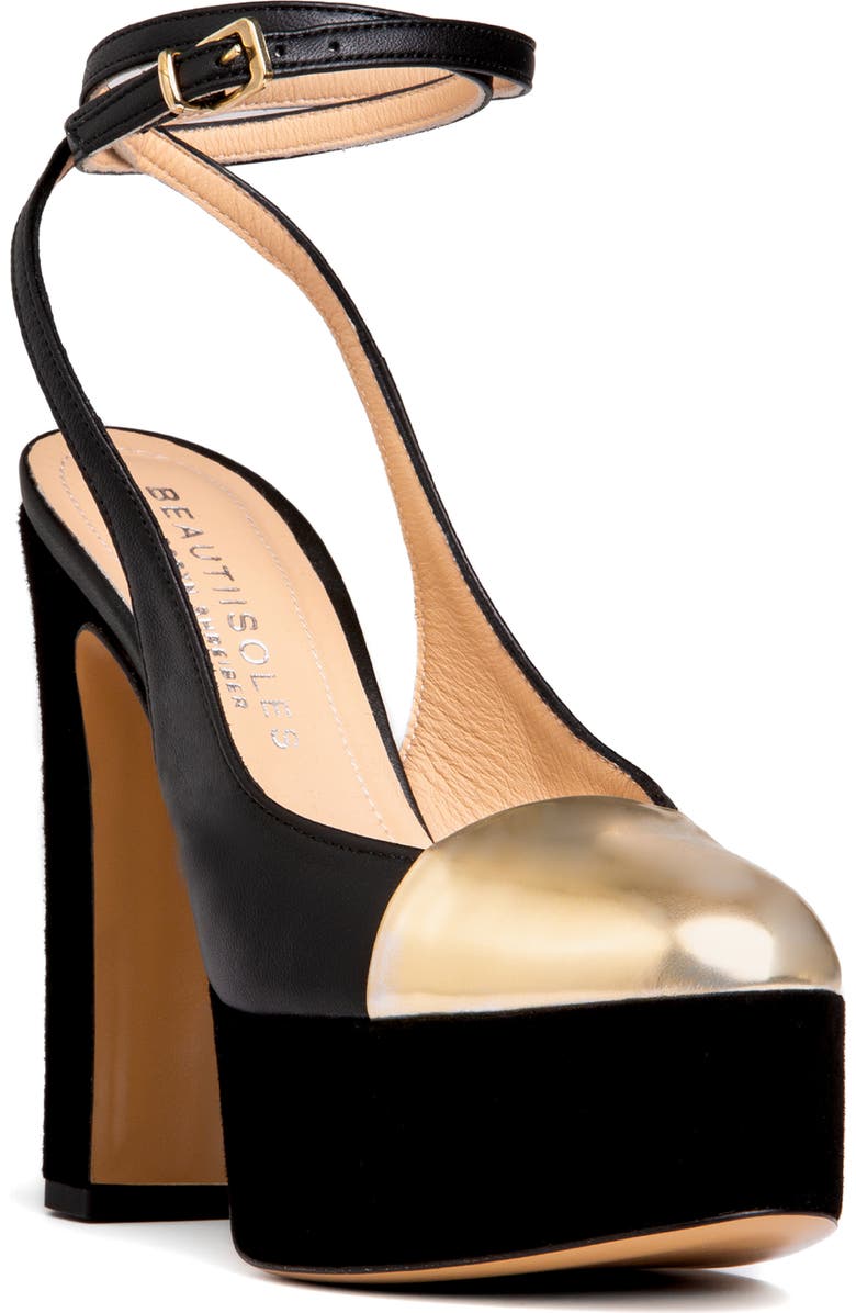 BEAUTIISOLES Odessa Ankle Strap Cap Toe Platform Pump, Main, color,