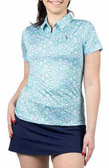 TailorByrd Floral Print Quarter Zip Polo