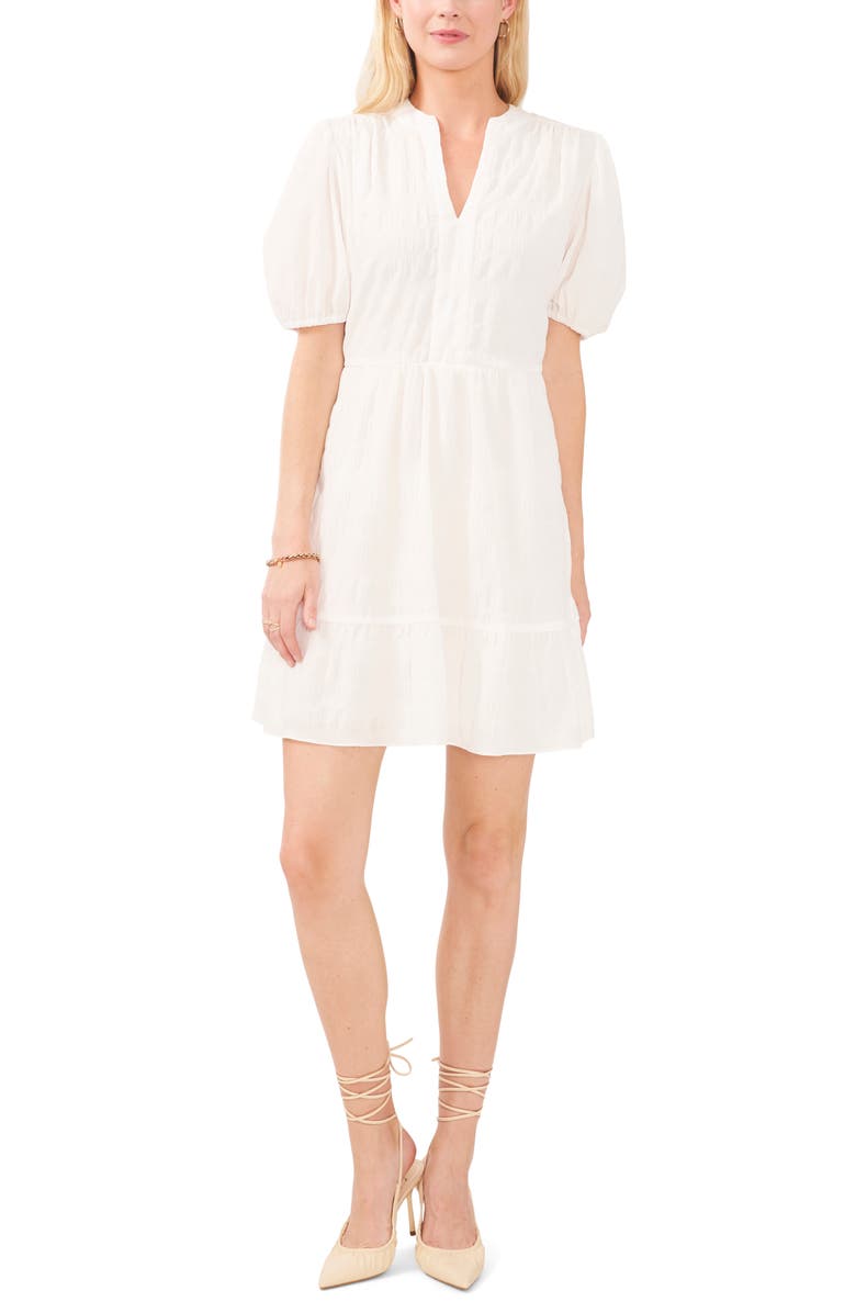 Vince Camuto Ruffle Hem Puff Sleeve Dress, Main, color,
