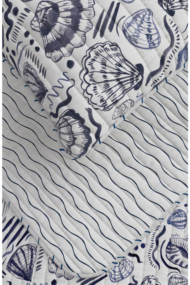 Coastal Seashell Print Quilt, Alternate, color, SCATTERED SHELLS