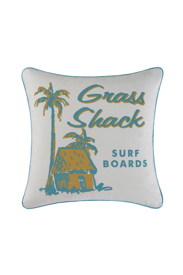 Grass Shack Surf Throw Pillow, 18" x 18", Main, color, Green