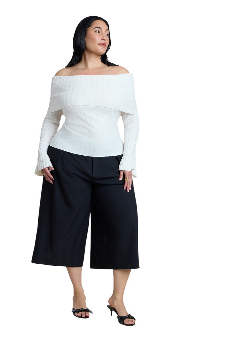 Off The Shoulder Ribbed Sweater (plus), Alternate, color, COCONUT MILK