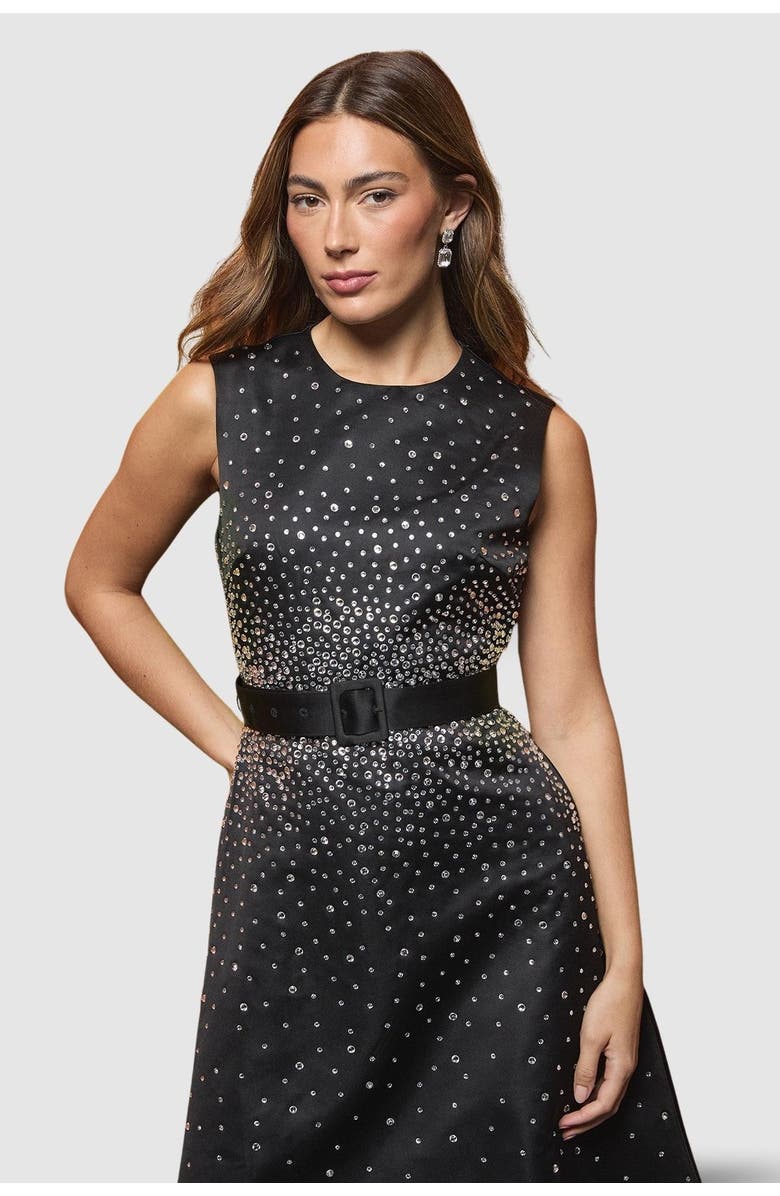 Coast Hotfix Diamante Midi Dress, Main, color, Black