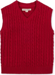 Hope & Henry Kids' Organic V-Neck Cable Sweater Vest