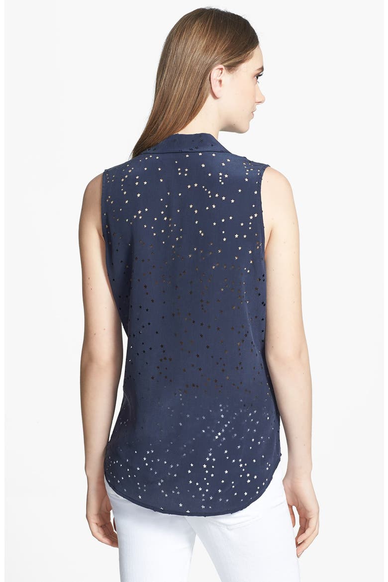 'Colleen' Star Cutout Silk Shirt, Alternate, color, PEACOAT