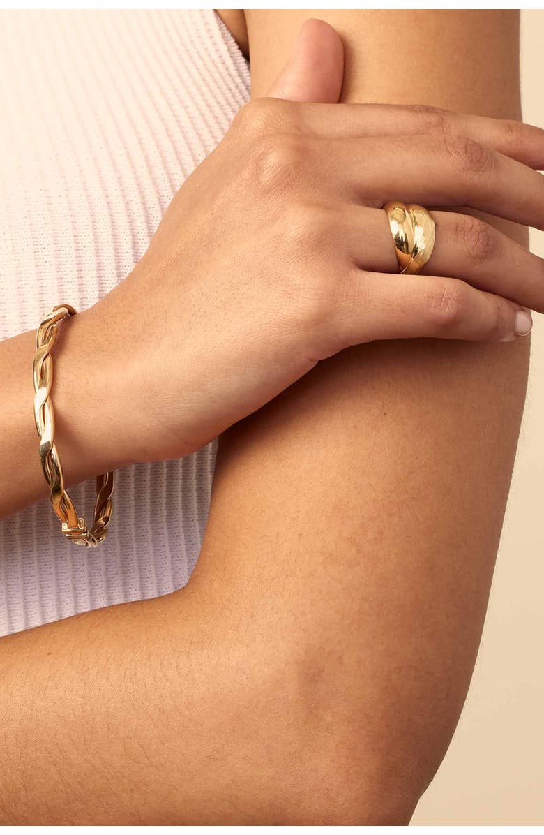 Oradina 14K Yellow Gold Amore Bangle, Alternate, color, Yellow Gold