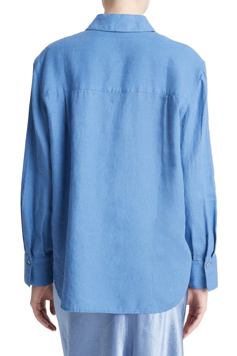 Easy Linen Button-Up Shirt, Alternate, color, CADET BLUE