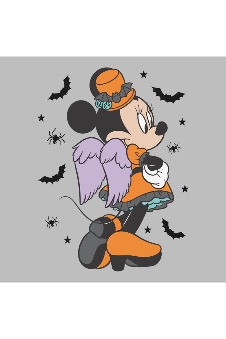 Womens Minnie Mouse Halloween Angel Orange Costume Pose T Shirt, Alternate, color, Heather Gray