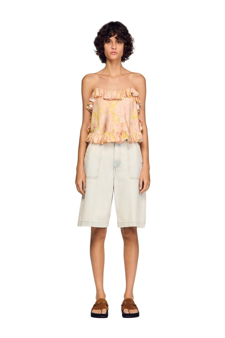 Flower print crop top, Alternate, color, Pink / green