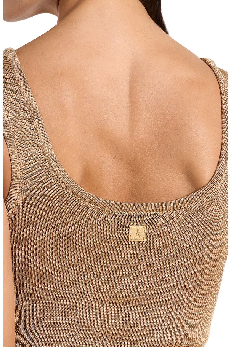 Pippa Pointelle Knitted Vest With Knot Button, Alternate, color, Gold