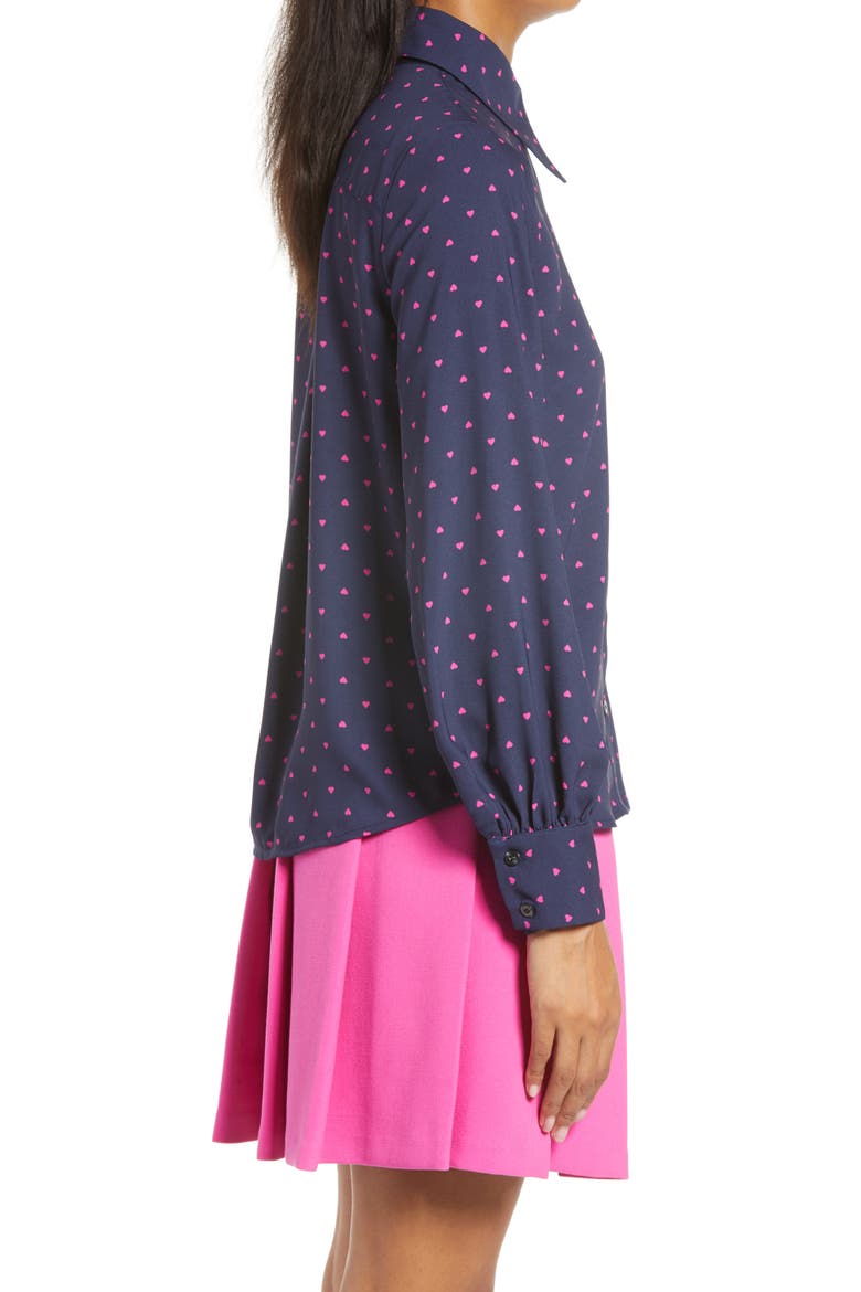 x Atlantic-Pacific Puff Sleeve Button-Up Shirt, Alternate, color, NAVY PEACOAT HEART