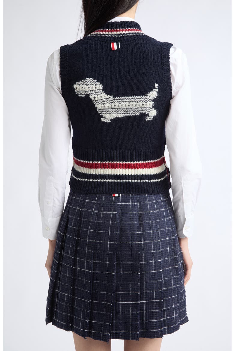 Hector Pointelle Intarsia V-Neck Sweater Vest, Alternate, color, NAVY