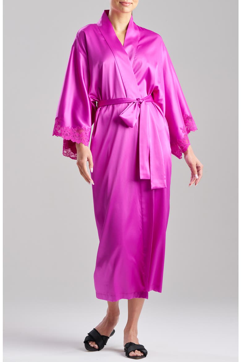 Peony Glamour Satin Robe, Main, color, MAD MAGENTA