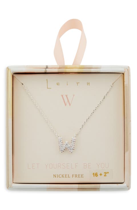 Cubic Zirconia Initial Pendant Necklace