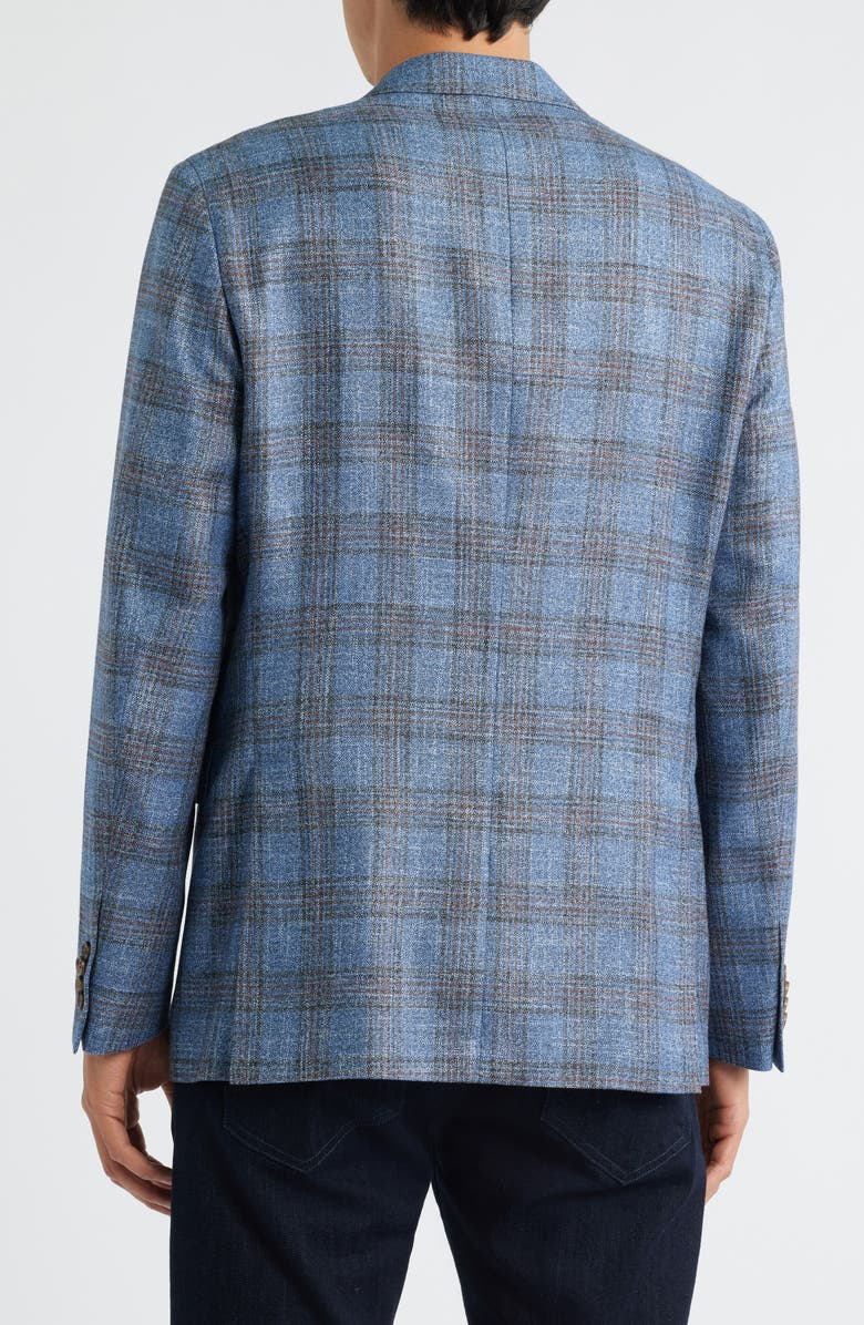Jack Victor Midland Contemporary Fit Marled Plaid Wool Blend Sport Coat, Alternate, color, Light Blue