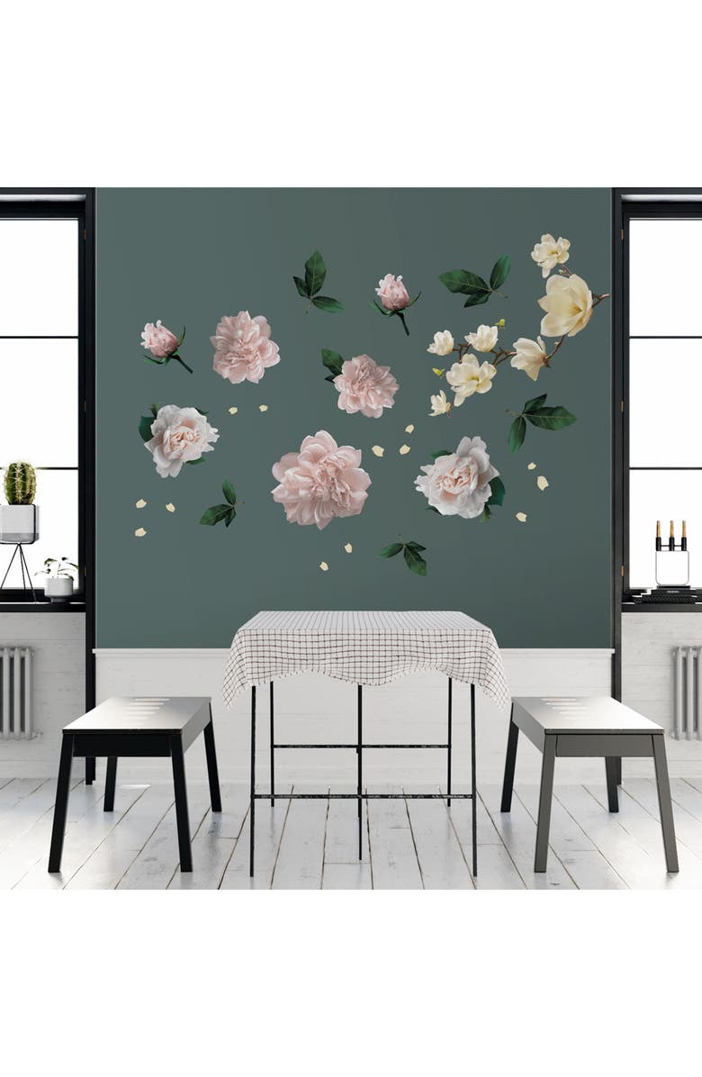 WALPLUS Magnolia & Roses Wall Decal, Alternate, color, Pink