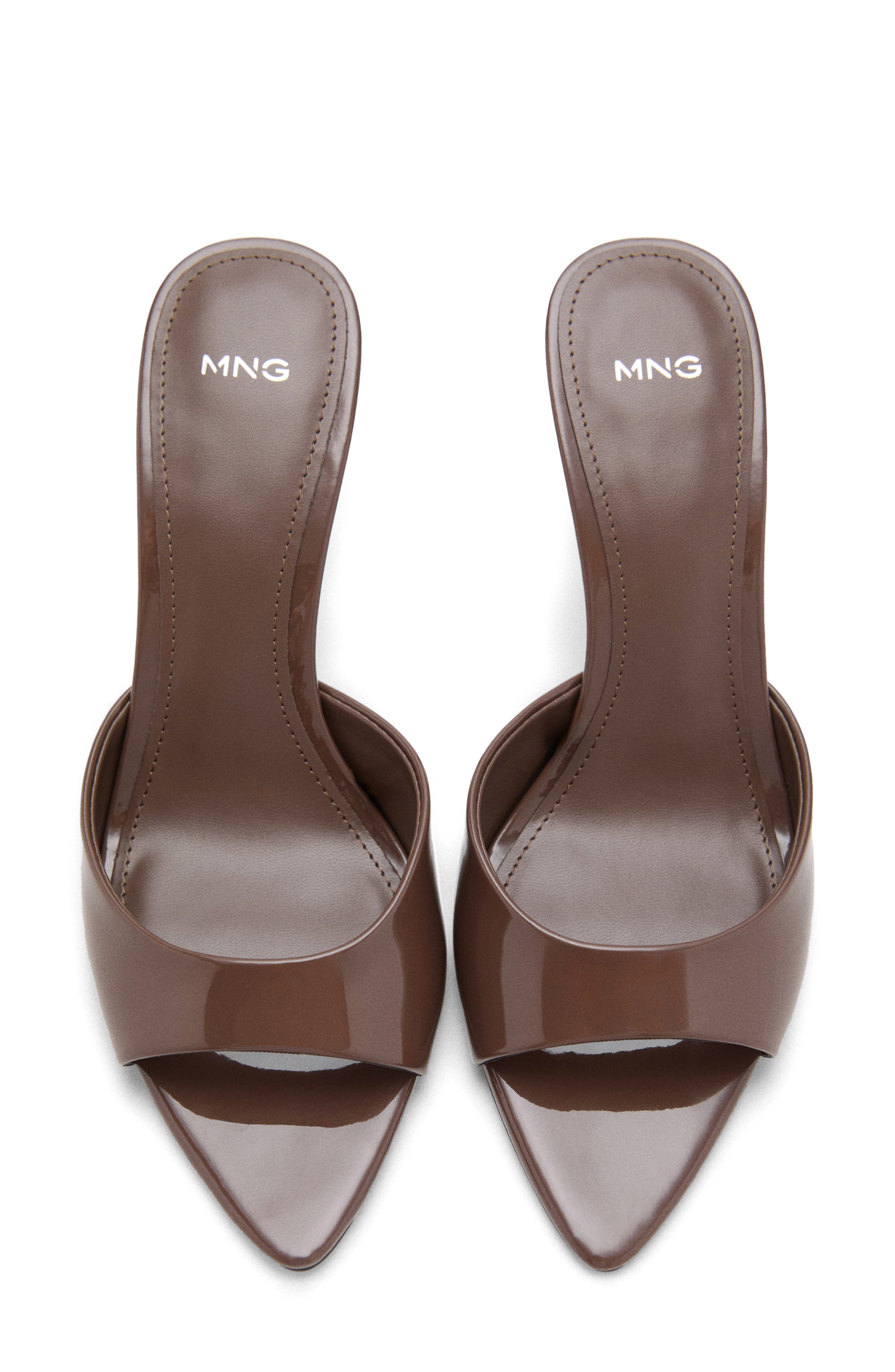 MANGO Pointed Toe Slide Sandal, Alternate, color, Chocolate
