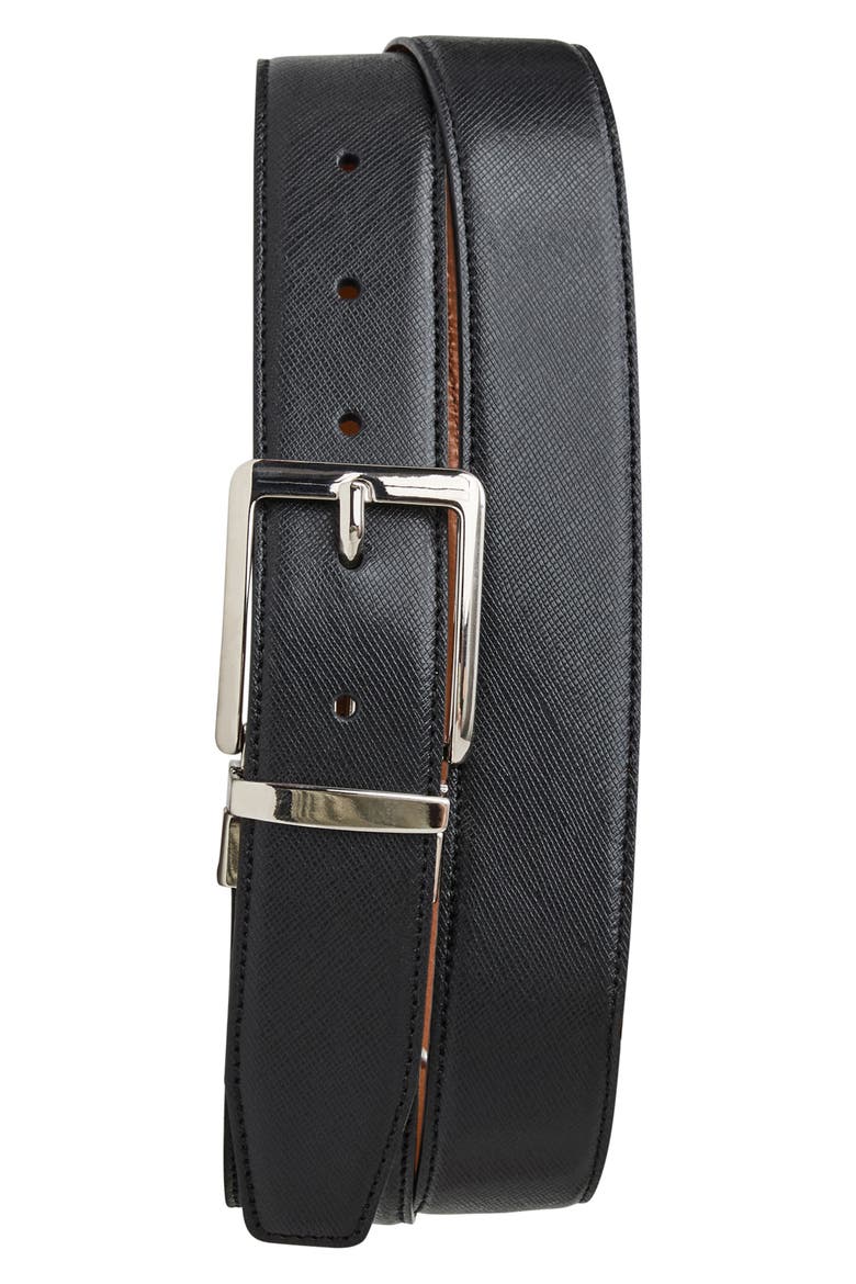 Luca Leather Belt, Alternate, color, BLACK/ COGNAC