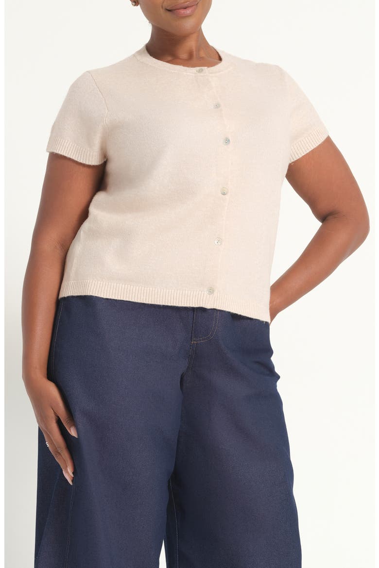 Airlie Short Sleeve Cardigan, Alternate, color, CREAM MARLE