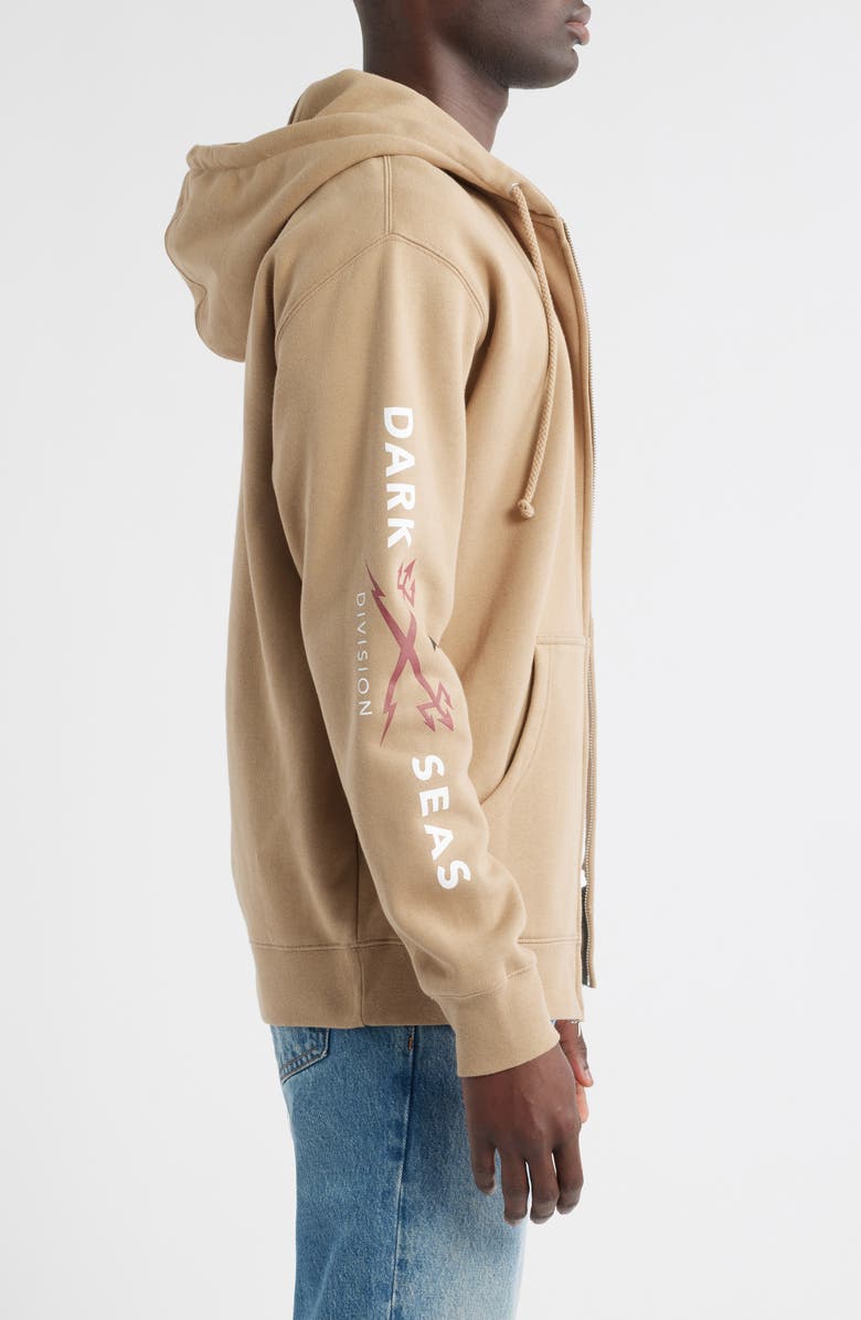 DARK SEAS Headmaster III Zip Fleece Hoodie, Alternate, color, Sandstone