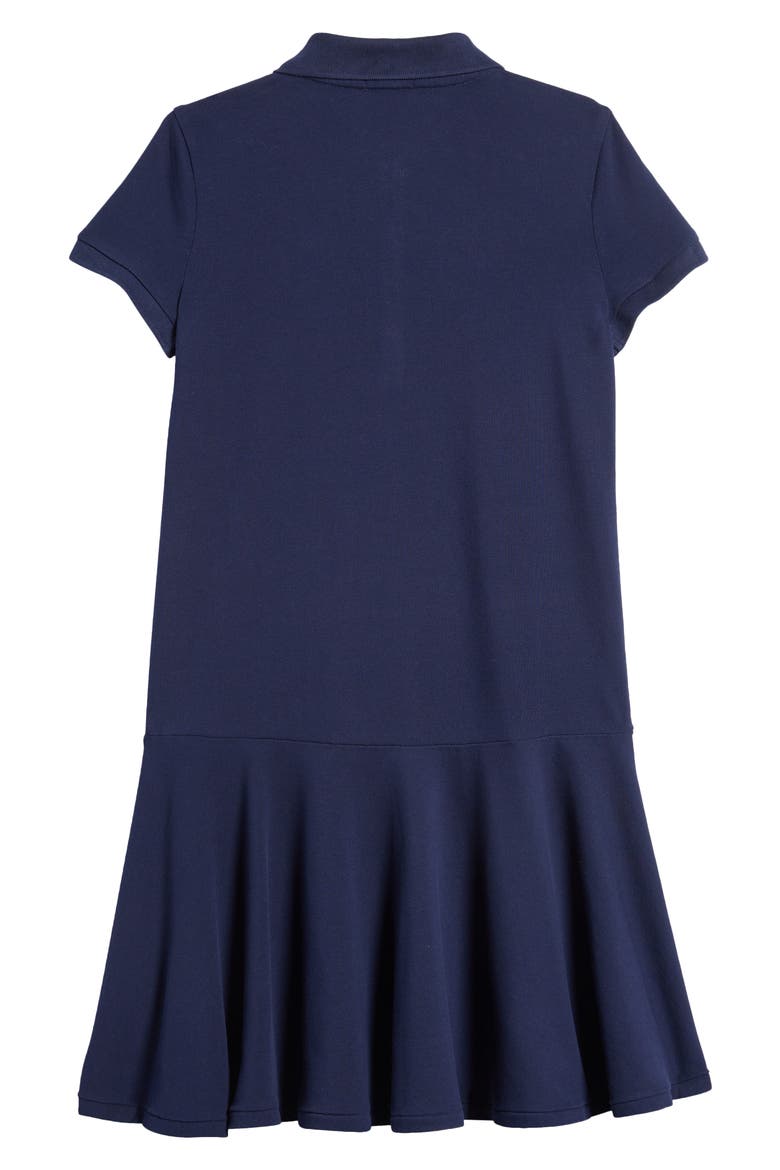 Kids' Stretch Cotton Mesh Polo Dress, Alternate, color, RFND NAVY