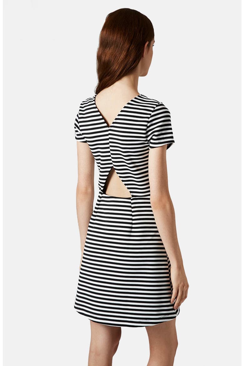 Sailor Stripe Bonded Skater Dress, Alternate, color, MONOCHROME