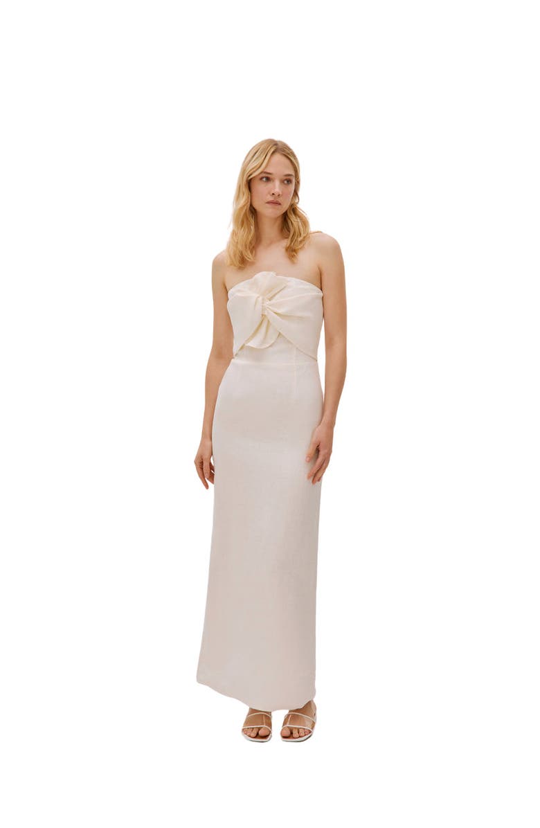 Labeca London Alaia Linen Twist Maxi Dress, Main, color, White