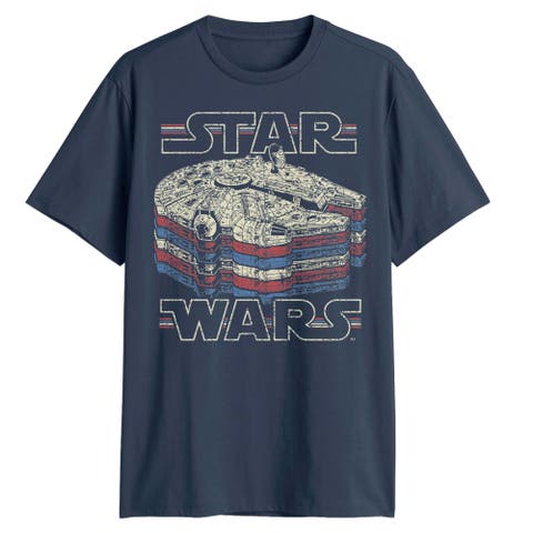 Men's Star Wars Millennium Falcon Retro Multi Stripes  Graphic T-Shirt