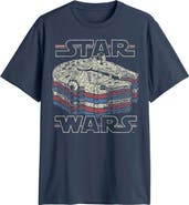 Star Wars Men's Star Wars Millennium Falcon Retro Multi Stripes Graphic T-Shirt