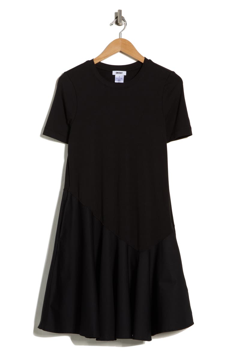 Short Sleeve Shift Dress, Alternate, color, BLACK