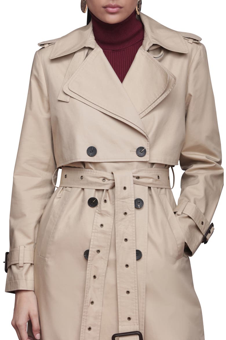 Layered Cotton Blend Trench Coat, Alternate, color, SAND