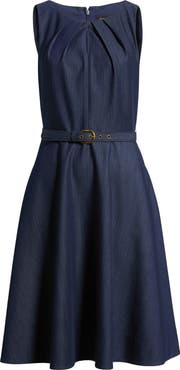 Tahari ASL Sleeveless Belted Fit & Flare Dress